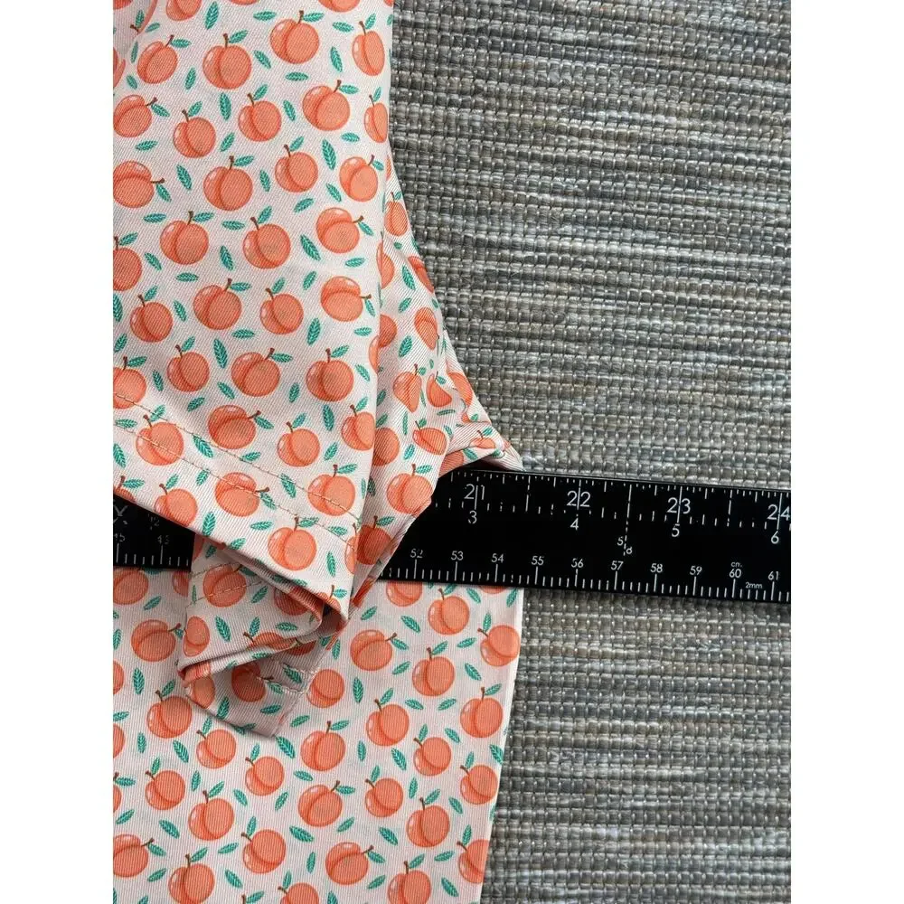 Bogey Bros Polo Shirt Mens M Orange Peach Print Performance Stretch Golf SPF 45+